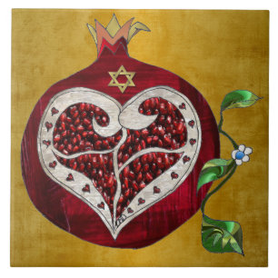 Judaika Pomegranate Heart Hanukkah Rosh Hashanah Fliese