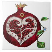 Judaika Pomegranate Heart Hanukkah Rosh Hashanah Fliese (Vorderseite)
