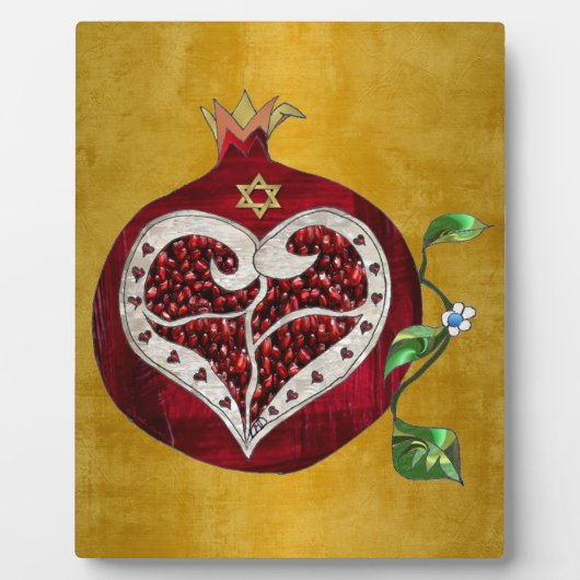 Judaika Pomegranate Heart Hanukkah Rosh Hashanah Fotoplatte (Vorderseite)