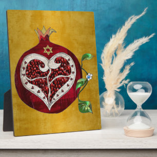 Judaika Pomegranate Heart Hanukkah Rosh Hashanah Fotoplatte