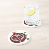 Judaika Pomegranate Heart Hanukkah Rosh Hashanah Getränkeuntersetzer (Seite)