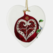 Judaika Pomegranate Heart Hanukkah Rosh Hashanah Keramik Ornament (Rechts)