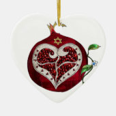 Judaika Pomegranate Heart Hanukkah Rosh Hashanah Keramik Ornament (Vorne)