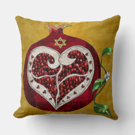 Judaika Pomegranate Heart Hanukkah Rosh Hashanah Kissen