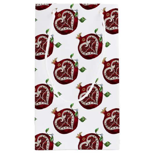 Judaika Pomegranate Heart Hanukkah Rosh Hashanah Kleine Geschenktüte (Rückseite)