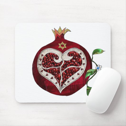 Judaika Pomegranate Heart Hanukkah Rosh Hashanah Mousepad (Mit Mouse)