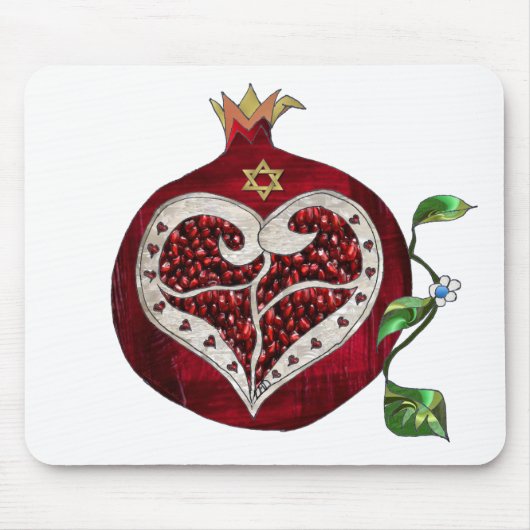 Judaika Pomegranate Heart Hanukkah Rosh Hashanah Mousepad (Vorne)