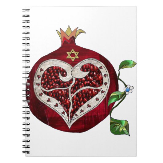 Judaika Pomegranate Heart Hanukkah Rosh Hashanah Notizblock (Vorderseite)