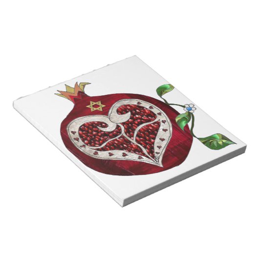 Judaika Pomegranate Heart Hanukkah Rosh Hashanah Notizblock (angewinkelt)