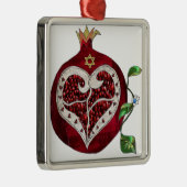 Judaika Pomegranate Heart Hanukkah Rosh Hashanah Ornament Aus Metall (Rechts)
