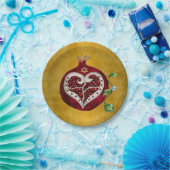 Judaika Pomegranate Heart Hanukkah Rosh Hashanah Pappteller (Party)
