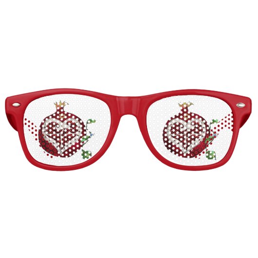 Judaika Pomegranate Heart Hanukkah Rosh Hashanah Partybrille (Vorderseite)