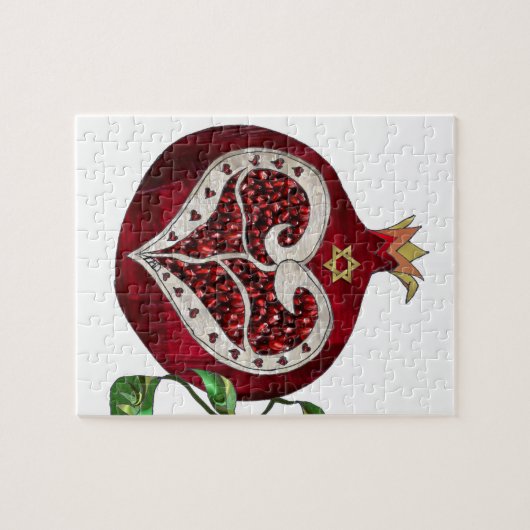 Judaika Pomegranate Heart Hanukkah Rosh Hashanah Puzzle (Horizontal)