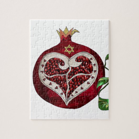 Judaika Pomegranate Heart Hanukkah Rosh Hashanah Puzzle (Vertikal)