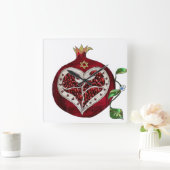 Judaika Pomegranate Heart Hanukkah Rosh Hashanah Quadratische Wanduhr (Zuhause)
