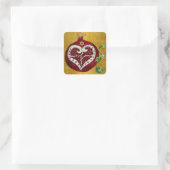 Judaika Pomegranate Heart Hanukkah Rosh Hashanah Quadratischer Aufkleber (Tasche)