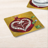 Judaika Pomegranate Heart Hanukkah Rosh Hashanah Rechteckiger Pappuntersetzer (angewinkelt)