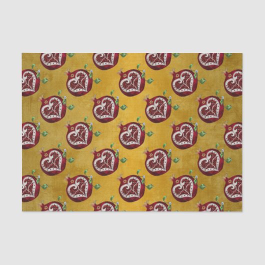 Judaika Pomegranate Heart Hanukkah Rosh Hashanah Seidenpapier (Vorderseite)