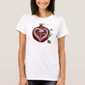 Judaika Pomegranate Heart Hanukkah Rosh Hashanah T-Shirt (Vorderseite)
