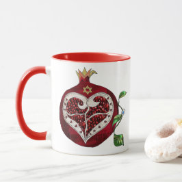Judaika Pomegranate Heart Hanukkah Rosh Hashanah Tasse