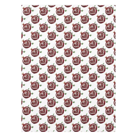 Judaika Pomegranate Heart Hanukkah Rosh Hashanah Tischdecke (Vorderseite)