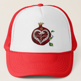 Judaika Pomegranate Heart Hanukkah Rosh Hashanah Truckerkappe