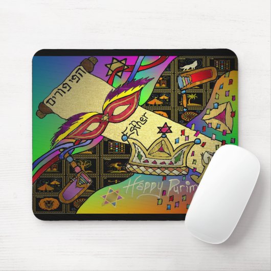 Judaika Purim Esther Celebration Art Print Mousepad (Mit Mouse)