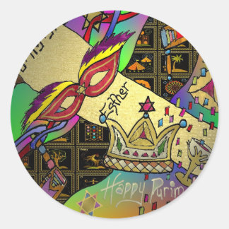 Judaika Purim Esther Celebration Art Print Runder Aufkleber