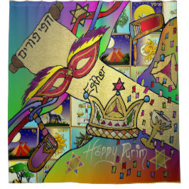 Judaika Purim Esther Celebration Light Art Print Duschvorhang
