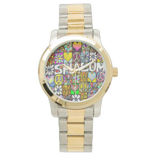 Judaika Retro 60er Psychedelic Shalom LIEBE Armbanduhr