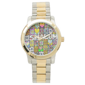 Judaika Retro 60er Psychedelic Shalom LIEBE Armbanduhr