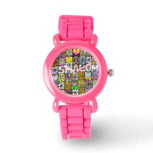 Judaika Retro 60er Psychedelic Shalom LIEBE Armbanduhr