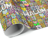 Judaika Retro 60er Psychedelic Shalom LIEBE Geschenkpapier (Rolleneckpunkt)