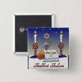 Judaika Shabbat Shalom Art Print Button (Vorne & Hinten)