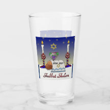 Judaika Shabbat Shalom Art Print Glass Cup