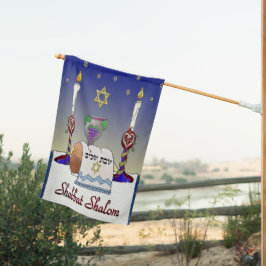 Judaika Shabbat Shalom Art Print House Flag