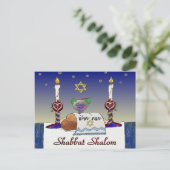 Judaika Shabbat Shalom Art Print Postkarte (Stehend Vorderseite)