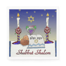 Judaika Shabbat Shalom Kunstdruckpapier Napkins