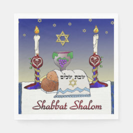 Judaika Shabbat Shalom Kunstdruckpapier Napkins Serviette