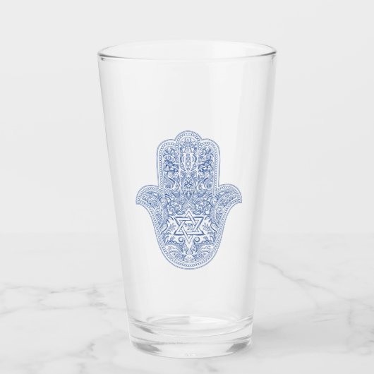 Judaika - Trinkgläser - Hamsa Design Glas (Vorderseite)