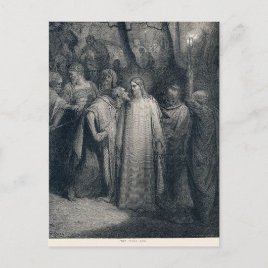 Judas Kiss Mark 14:45 von Gustave Doré 1866 Postkarte (Vorderseite)