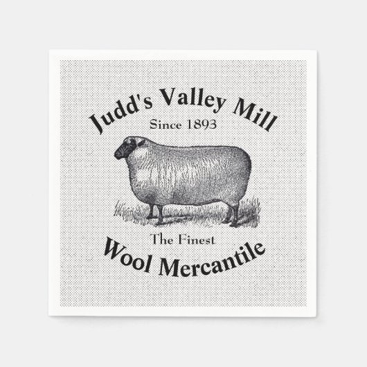 Judd's Valley Wool Mercantile Vintage Sheep Image Serviette (Vorderseite)