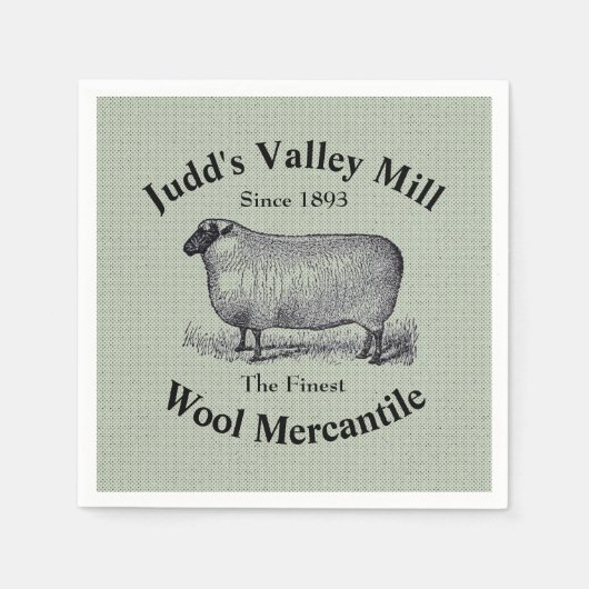 Judd's Valley Wool Mercantile Vintage Sheep Image Serviette (Vorderseite)