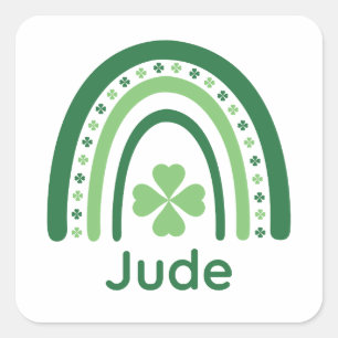 Jude Name Clover Boho Rainbow Quadratischer Aufkleber