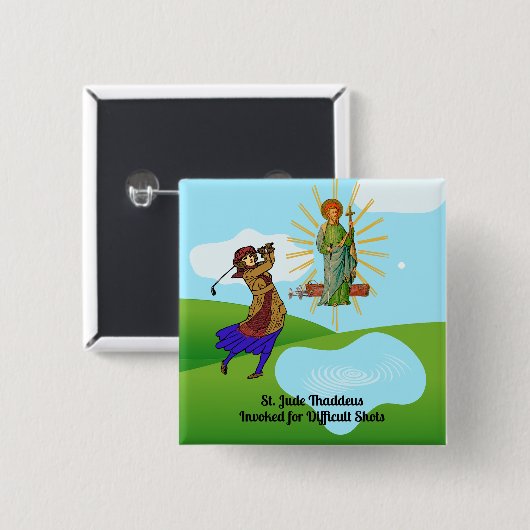 Jude Thaddeus & Intrepid Female Golfer Button (Vorne & Hinten)