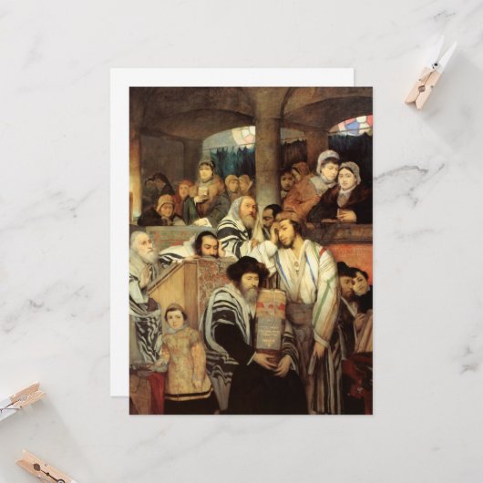 Juden, die in der Synagoge auf Jom Kippur beten Karte (Vorderseite/Rückseite Beispiel)