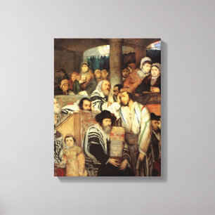 Juden, die in der Synagoge auf Jom Kippur beten Leinwanddruck