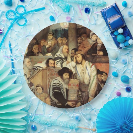 Juden, die in der Synagoge auf Jom Kippur beten Pappteller (Party)