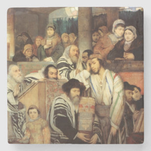Juden, die in der Synagoge auf Jom Kippur beten Steinuntersetzer
