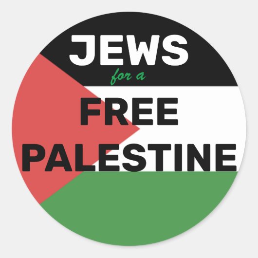 JUDEN FÜR EINE KOSTENLOSE PALESTINE FLAG RED BLACK RUNDER AUFKLEBER (Vorderseite)